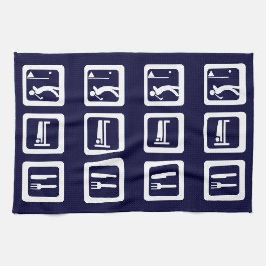 食べSleep Golf - Any Color キッチンタオル (横)