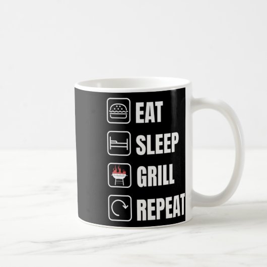 食べSleep Grill Repeat Bbq Griller Father's Day コーヒーマグカップ (右)