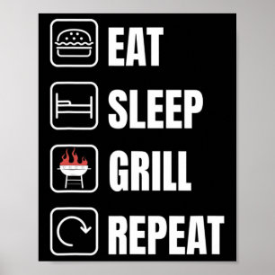 食べSleep Grill Repeat Bbq Griller Father's Day ポスター