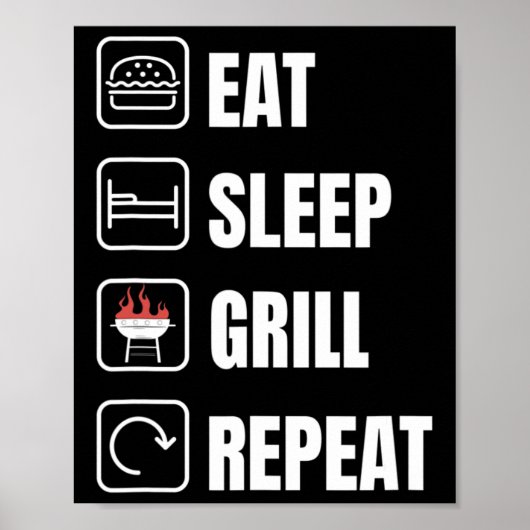 食べSleep Grill Repeat Bbq Griller Father's Day ポスター (正面)