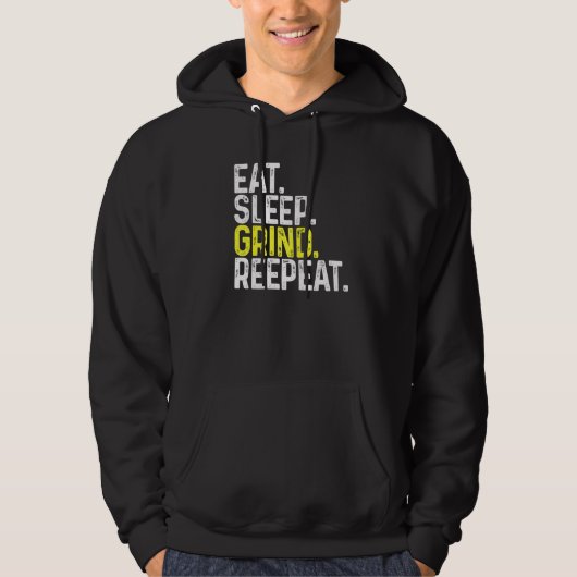 食べSleep Grind Repeat Gamer Gaming パーカ (正面)