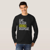食べSleep Grind Repeat Gamer Gaming Tシャツ (正面フル)