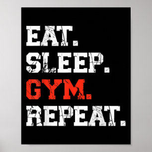 食べSleep Gym Repeatおもしろいフィットネス ポスター