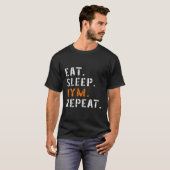 食べSleep Gym Repeatおもしろいフィットネス Tシャツ (正面フル)