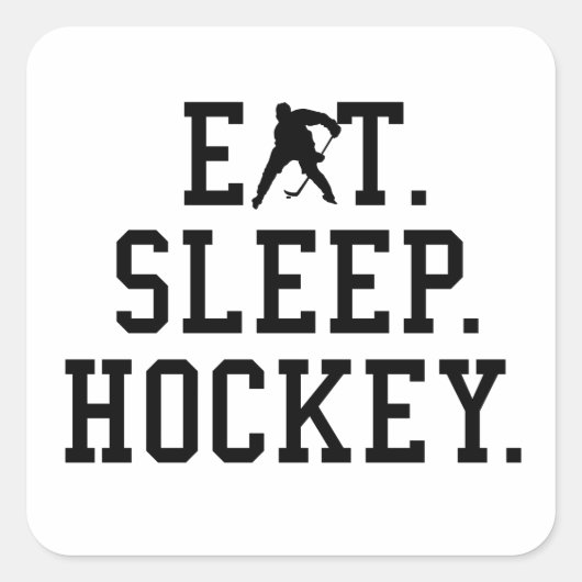 食べSleep Hockey – ホッケーラバーズフード付きスウェットシャツ スクエアシール (正面)
