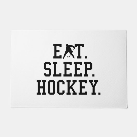 食べSleep Hockey – ホッケーラバー ドアマット (正面)