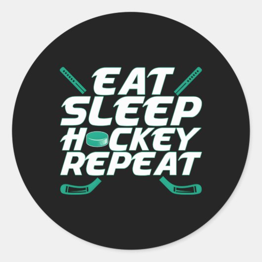 食べSleep Hockey Repeatをテーマにした青少年ファン ラウンドシール (正面)