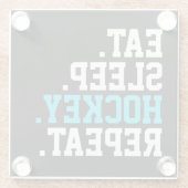 食べSleep Hockey Repeat – ホッケーラバー ガラスコースター (裏面)