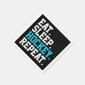 食べSleep Hockey Repeat – ホッケーラバー スタンダードカクテルナプキン (角)