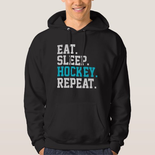 食べSleep Hockey Repeat – ホッケーラバー パーカ (正面)