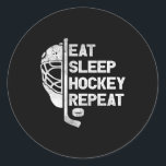 食べSleep Hockey Repeat Christmas 子供へ Adult I ラウンドシール<br><div class="desc">食べSleep Hockey Repeat Christmas 子供へ Adult Ice Hockey</div>