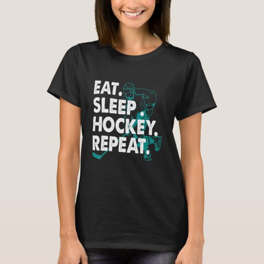 食べSleep Hockey Repeat Hockey Kids Youth Women Tシャツ (正面)