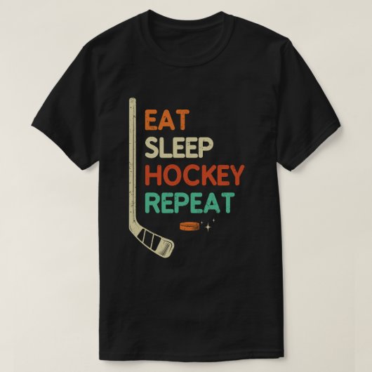 食べSleep Hockey Repeat Hockey Tシャツ (デザイン正面)