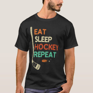 食べSleep Hockey Repeat Hockey Tシャツ