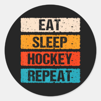 食べSleep Hockey Repeat USA クール Ice Sports ラウンドシール