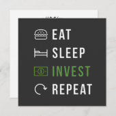 食べSLEEP INVEST REPEAT STOCK MARKET投資家 招待状 (正面/裏面)