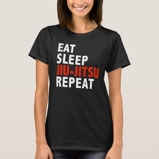 食べSleep Jiu Jitsuブラジル柔術 Tシャツ (正面)