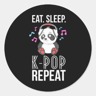 食べSleep K-ポップ・アートの Repeat ns Panda KPop引用文 ラウンドシール