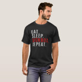 食べSleep Kickbox RepeatギフトおもしろいSpo Tシャツ (正面フル)