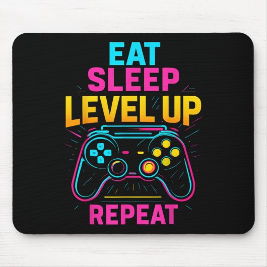 食べSleep Level Up RepeatゲーマーおもしろいビデオゲームG マウスパッド (正面)