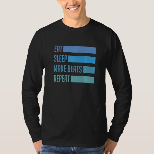 食べSleep MakeビートDeejay Dj Musicテクノサウンド Tシャツ (正面)