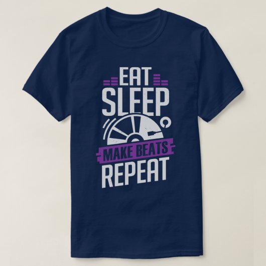 食べSleep MakeビートRepeat DJ Disk Jockey Gift Tシャツ (デザイン正面)