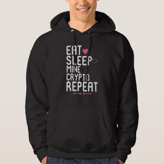 食べSleep Mine Crypto Repeat Blockchain Token Hodl パーカ (正面)