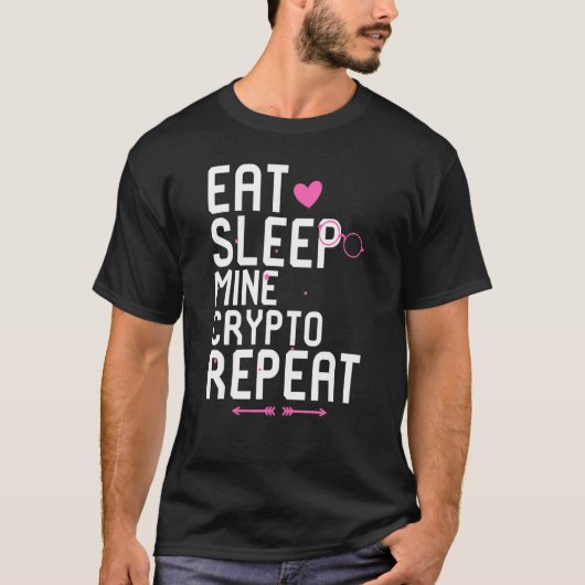 食べSleep Mine Crypto Repeat Blockchain Token Hodl Tシャツ (正面)
