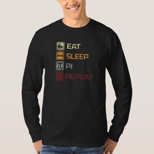 食べSleep Pi Repeat Day 3 14 3月14日Math Vinta Tシャツ (正面)