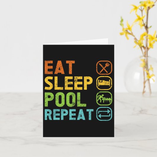 食べSleep Pool Repeat Pool Snooker Player Billiard カード (黄色い花)