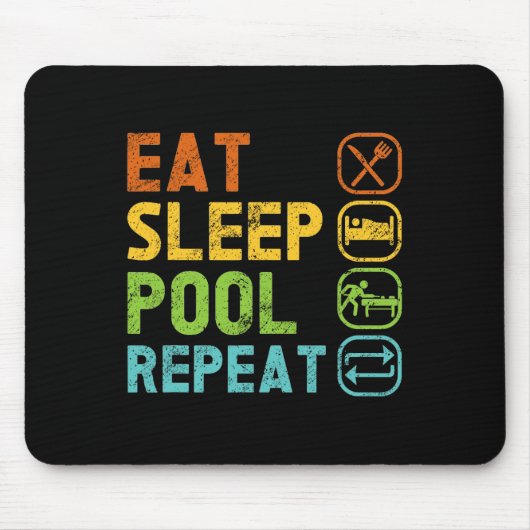 食べSleep Pool Repeat Pool Snooker Player Billiard マウスパッド (正面)