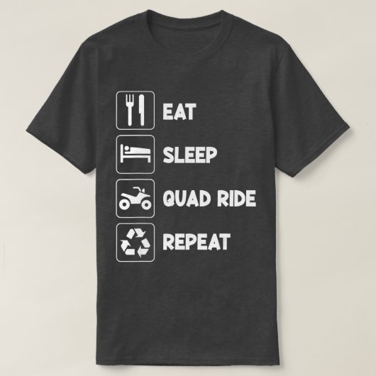 食べSleep Quad 4 Wheeler Repeat ATV Rider Riding Q Tシャツ (デザイン正面)