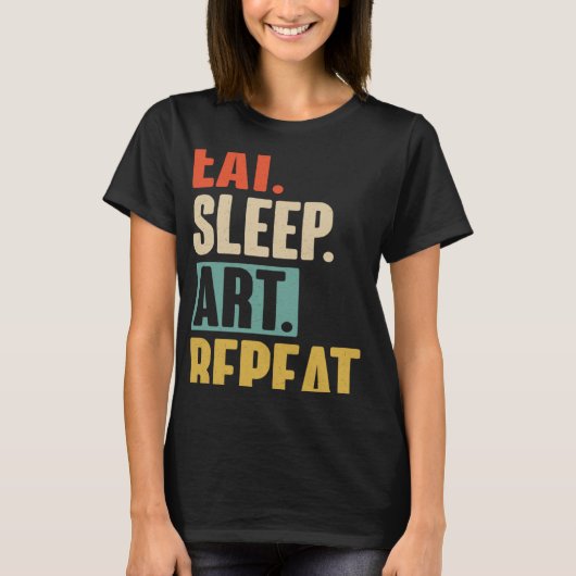 食べSleep Repeatレトロヴィンテージ Tシャツ (正面)