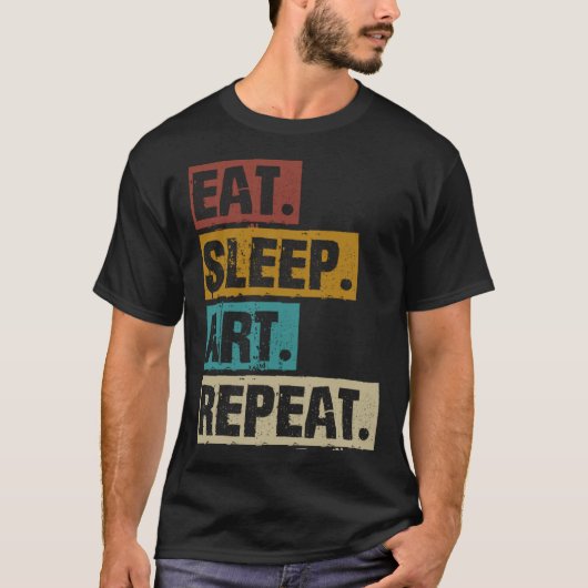 食べSleep Repeatレトロヴィンテージ Tシャツ (正面)