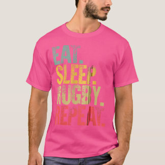食べSleep Repeat GifスリープラグビーRepeat Tシャツ