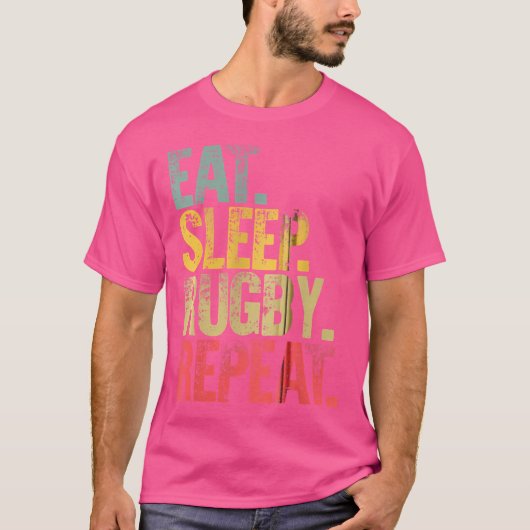 食べSleep Repeat GifスリープラグビーRepeat Tシャツ (正面)