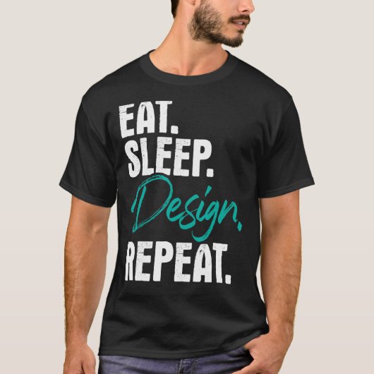 食べSleep Repeat Home Officeインテリア設計 Tシャツ (正面)