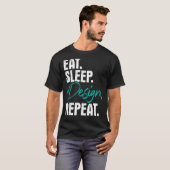 食べSleep Repeat Home Officeインテリア設計 Tシャツ (正面フル)