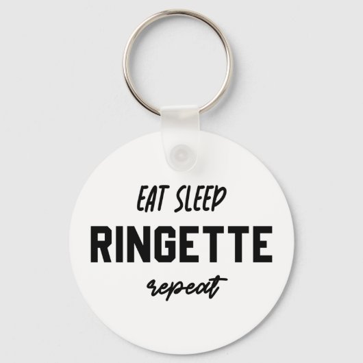 食べSleep Ringette Repeat Ringette Player Gives キーホルダー (正面)