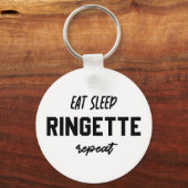 食べSleep Ringette Repeat Ringette Player Gives キーホルダー (正面)