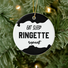 食べSleep Ringette Repeat Ringette Player Gives セラミックオーナメント