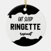 食べSleep Ringette Repeat Ringette Player Gives セラミックオーナメント (正面)