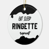 食べSleep Ringette Repeat Ringette Player Gives セラミックオーナメント (左)