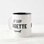 食べSleep Ringette Repeat Ringette Player Gives ツートーンマグカップ (正面左)