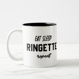 食べSleep Ringette Repeat Ringette Player Gives ツートーンマグカップ