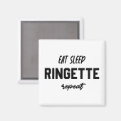 食べSleep Ringette Repeat Ringette Player Gives マグネット (正面/裏面)