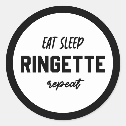 食べSleep Ringette Repeat Ringette Player Gives ラウンドシール (正面)