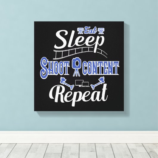 食べSleep Shoot Content Repeat キャンバスプリント (インサイチュ (ウッドフロア))