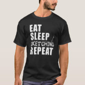食べSleep Sketching Repeat Draftsman Technical Arc Tシャツ (正面)