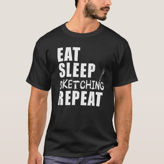 食べSleep Sketching Repeat Draftsman Technical Arc Tシャツ (正面)